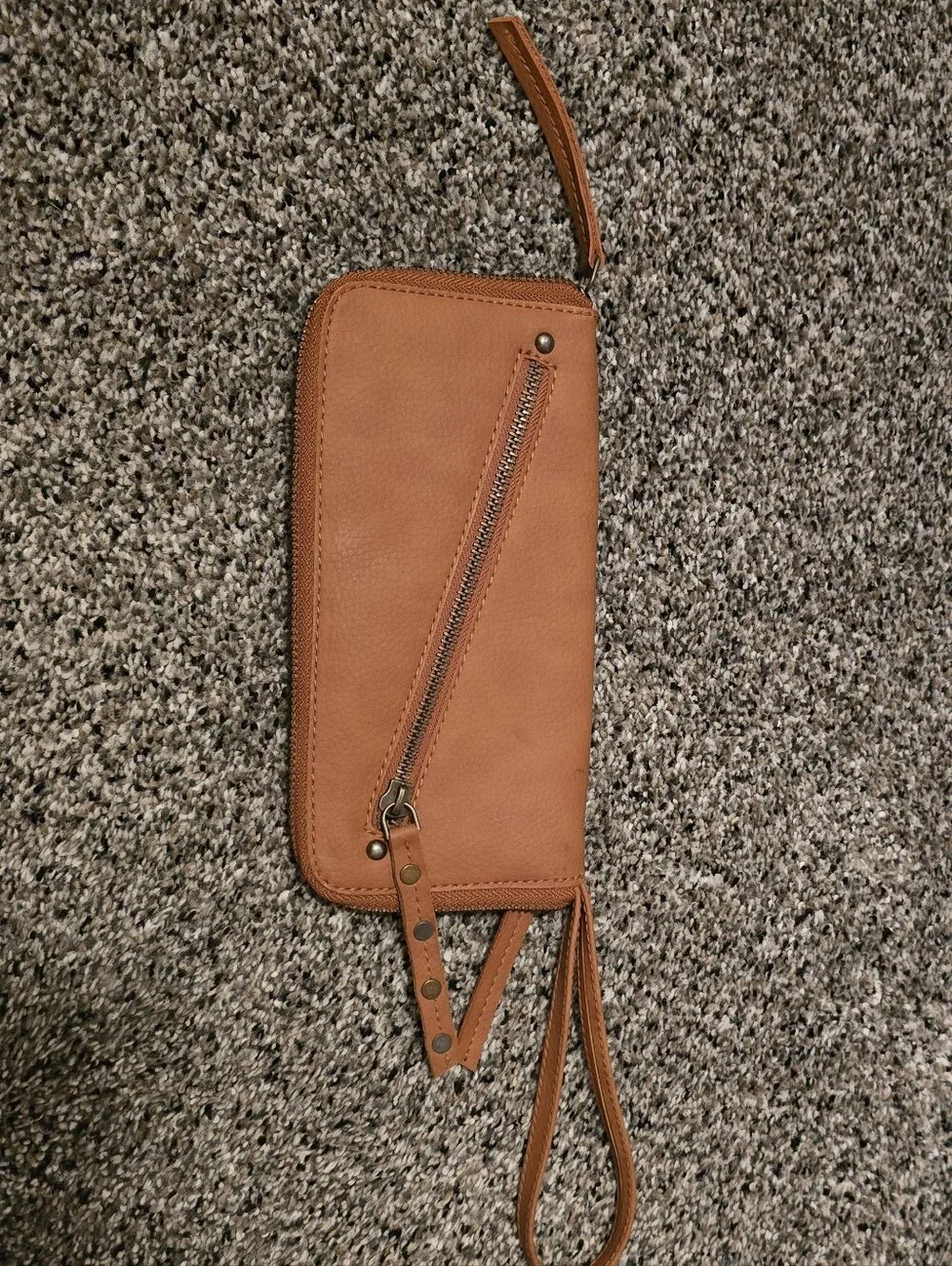 NWOT Free People Distressed Vegan Wallet Brown Boho Wristlet Clutch